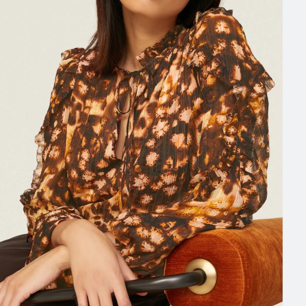 Marie Oliver Haley Blouse in Brown Speckle Size XS